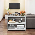 Table Console Table De Canapé Style Industriel 100 X 33 X 80 CM Avec 2 Étagère De Rangement Blanc/Noir/Café