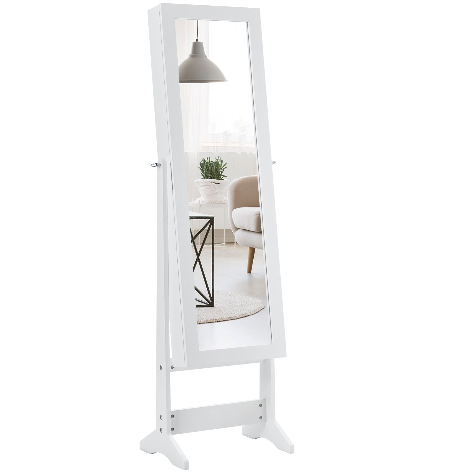 Armoire À Bijoux Sur Pied Avec Miroir Coffre À Bijoux Armoire De Rangement Cosmétiques 3 Positions Réglables 7 Couleurs Au Choix