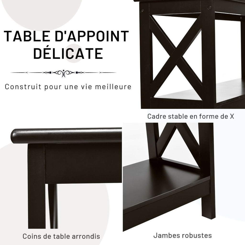 Table Console Table De Canapé Style Industriel 100 X 33 X 80 CM Avec 2 Étagère De Rangement Blanc/Noir/Café