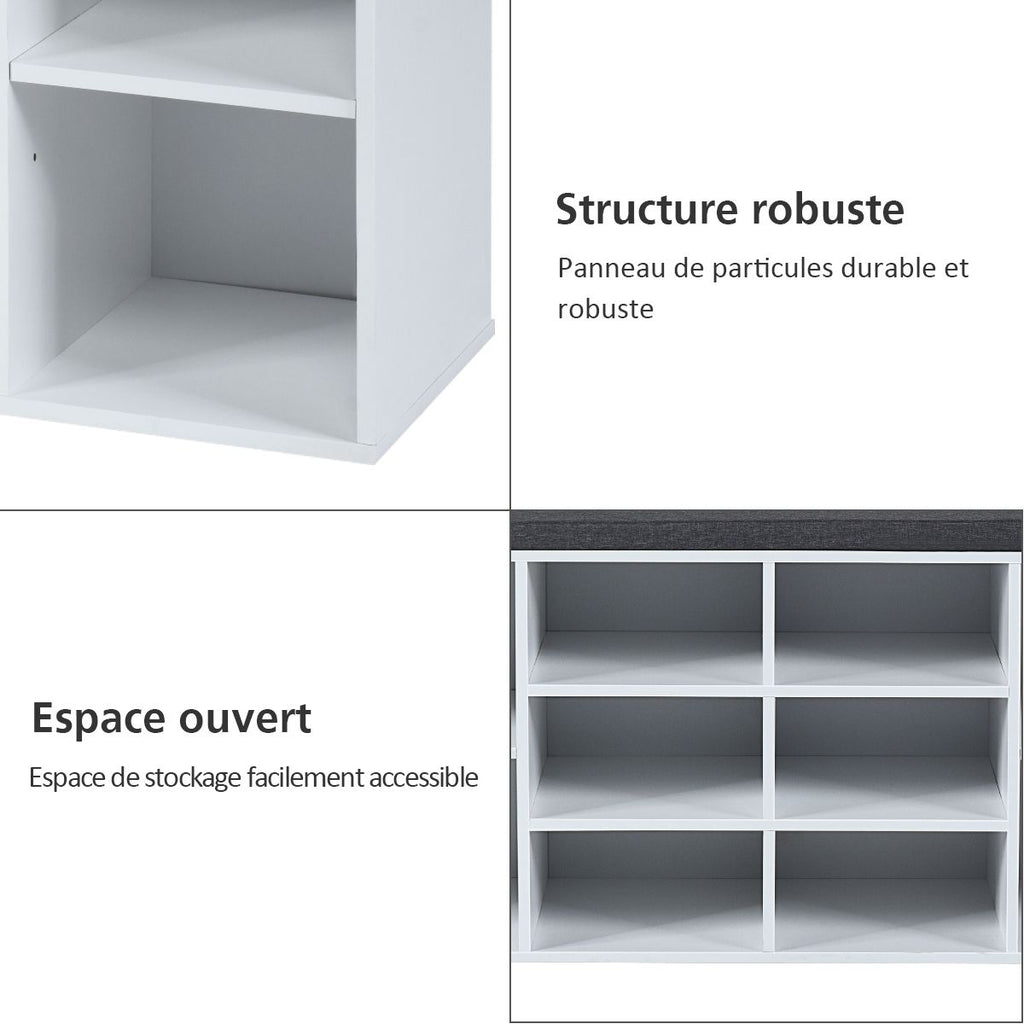 Meuble À Chaussures Banc À Chaussures Avec Coussin Capacité 150 Kg Grand Rangement En Bois 104X30X48 Cm 5 Couleurs Au Choix