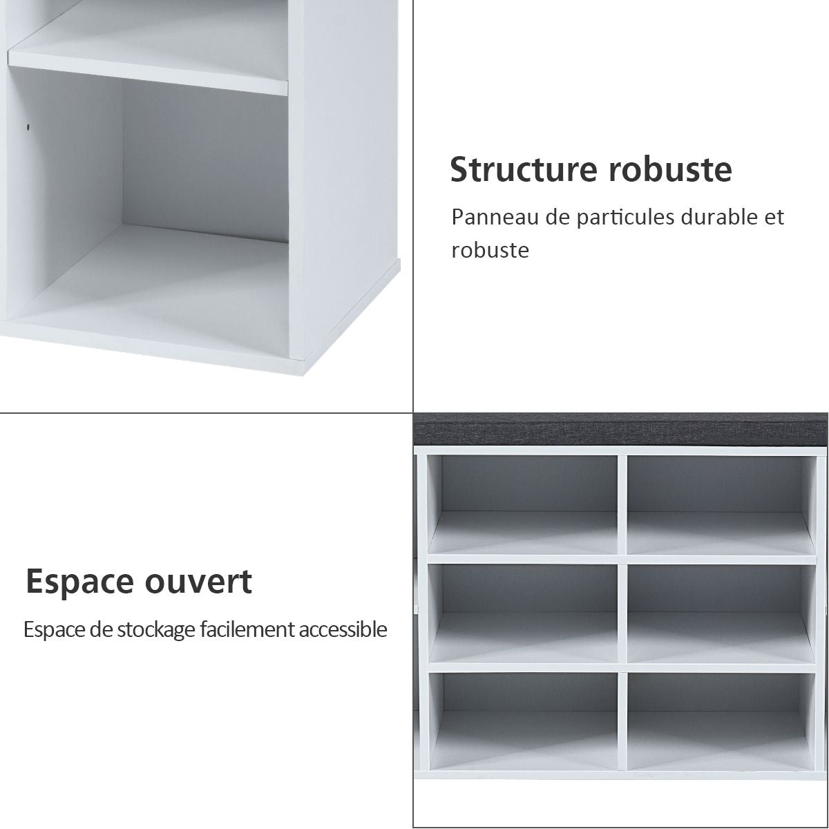 Meuble À Chaussures Banc À Chaussures Avec Coussin Capacité 150 Kg Grand Rangement En Bois 104X30X48 Cm 5 Couleurs Au Choix