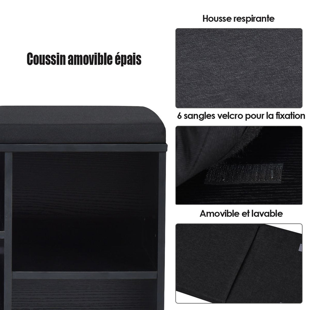 Meuble À Chaussures Banc À Chaussures Avec Coussin Capacité 150 Kg Grand Rangement En Bois 104X30X48 Cm 5 Couleurs Au Choix