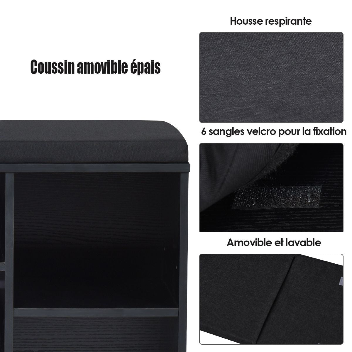 Meuble À Chaussures Banc À Chaussures Avec Coussin Capacité 150 Kg Grand Rangement En Bois 104X30X48 Cm 5 Couleurs Au Choix