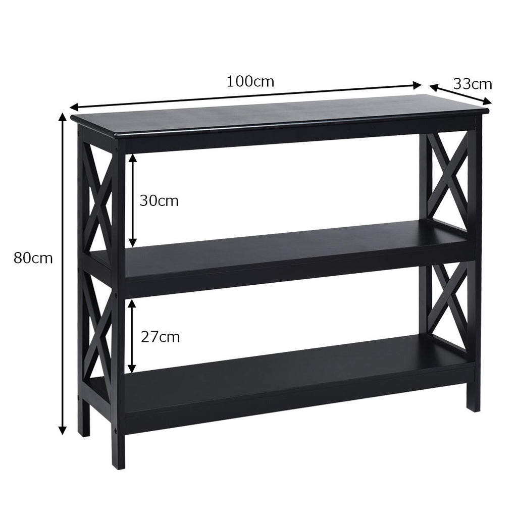 Table Console Table De Canapé Style Industriel 100 X 33 X 80 CM Avec 2 Étagère De Rangement Blanc/Noir/Café