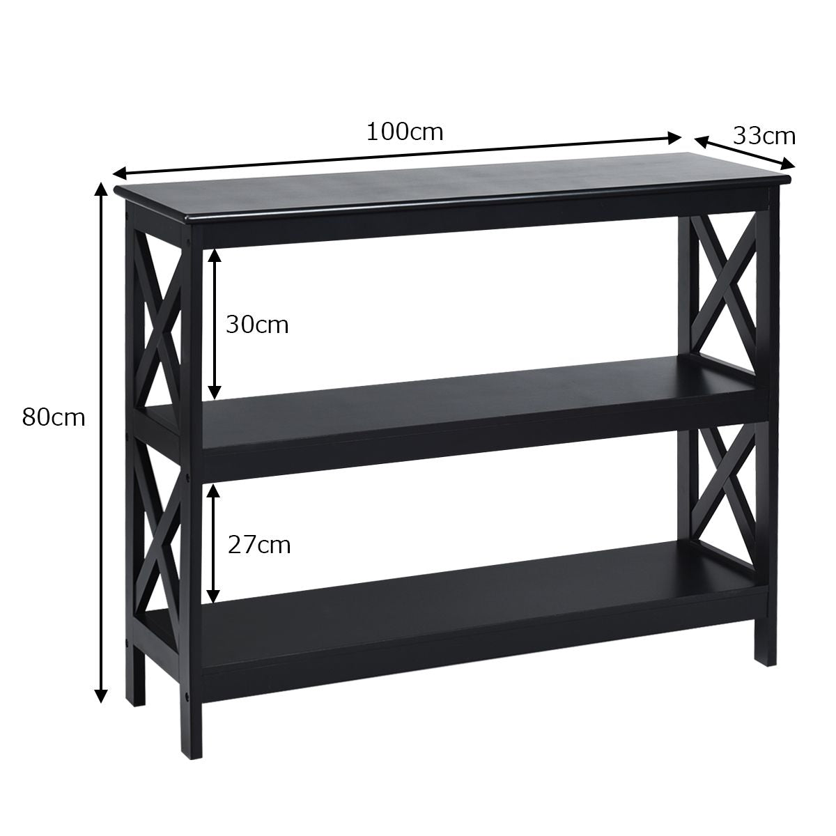 Table Console Table De Canapé Style Industriel 100 X 33 X 80 CM Avec 2 Étagère De Rangement Blanc/Noir/Café