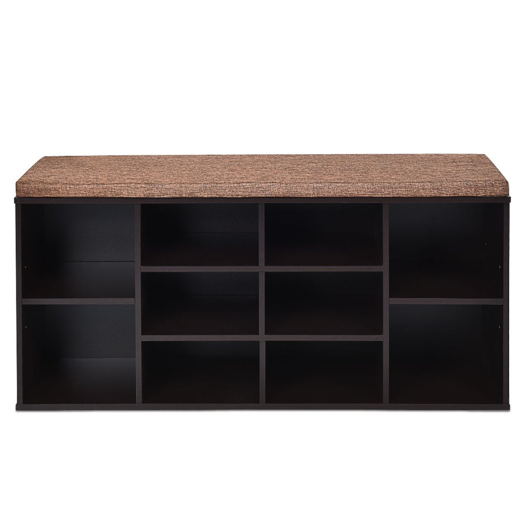 Meuble À Chaussures Banc À Chaussures Avec Coussin Capacité 150 Kg Grand Rangement En Bois 104X30X48 Cm 5 Couleurs Au Choix