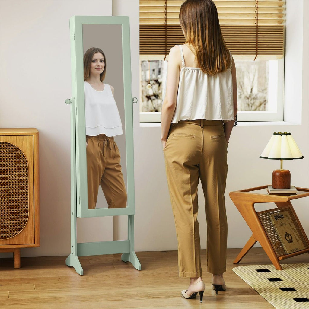 Armoire À Bijoux Sur Pied Avec Miroir Coffre À Bijoux Armoire De Rangement Cosmétiques 3 Positions Réglables 7 Couleurs Au Choix