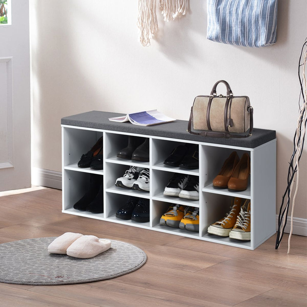 Meuble À Chaussures Banc À Chaussures Avec Coussin Capacité 150 Kg Grand Rangement En Bois 104X30X48 Cm 5 Couleurs Au Choix