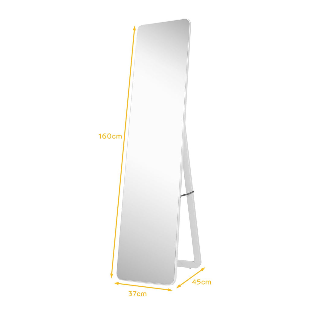 Miroir Autoportant Rectangulaire Pleine Longueur Cadre En Bois Massif 160 X 37Cm Blanc