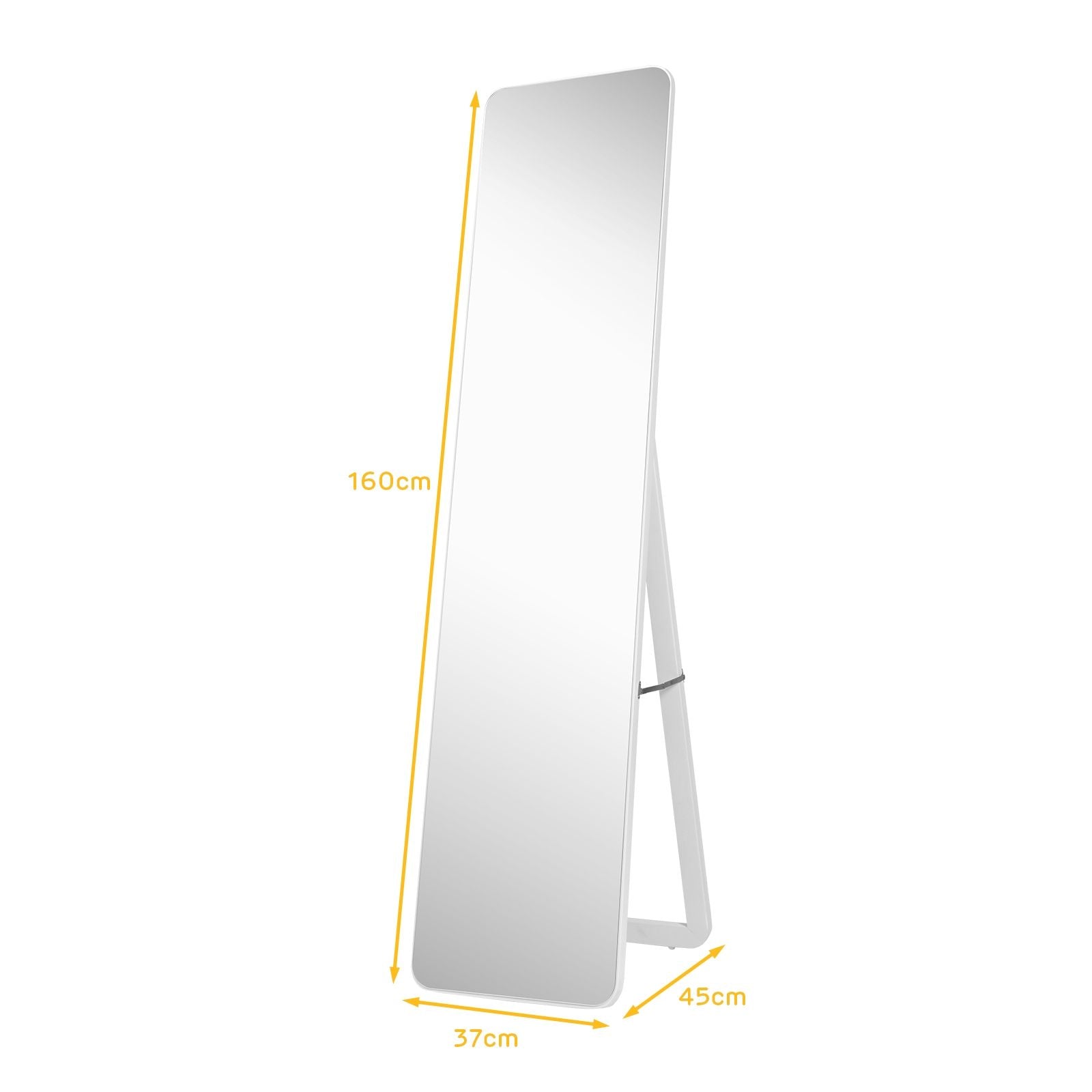 Miroir Autoportant Rectangulaire Pleine Longueur Cadre En Bois Massif 160 X 37Cm Blanc