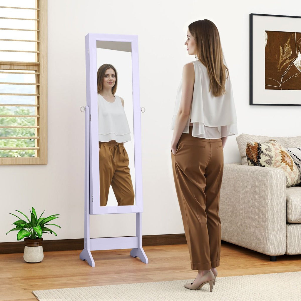 Armoire À Bijoux Sur Pied Avec Miroir Coffre À Bijoux Armoire De Rangement Cosmétiques 3 Positions Réglables 7 Couleurs Au Choix