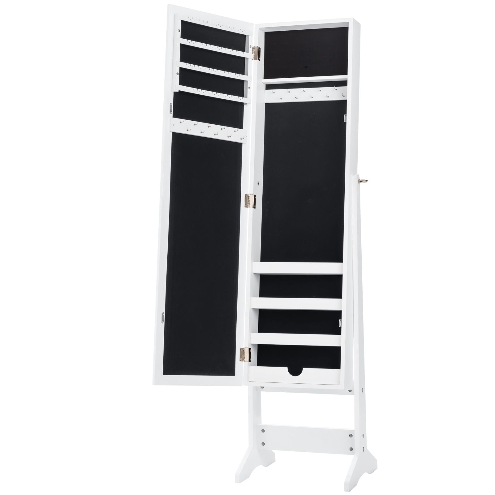 Armoire À Bijoux Sur Pied Avec Miroir Coffre À Bijoux Armoire De Rangement Cosmétiques 3 Positions Réglables 7 Couleurs Au Choix