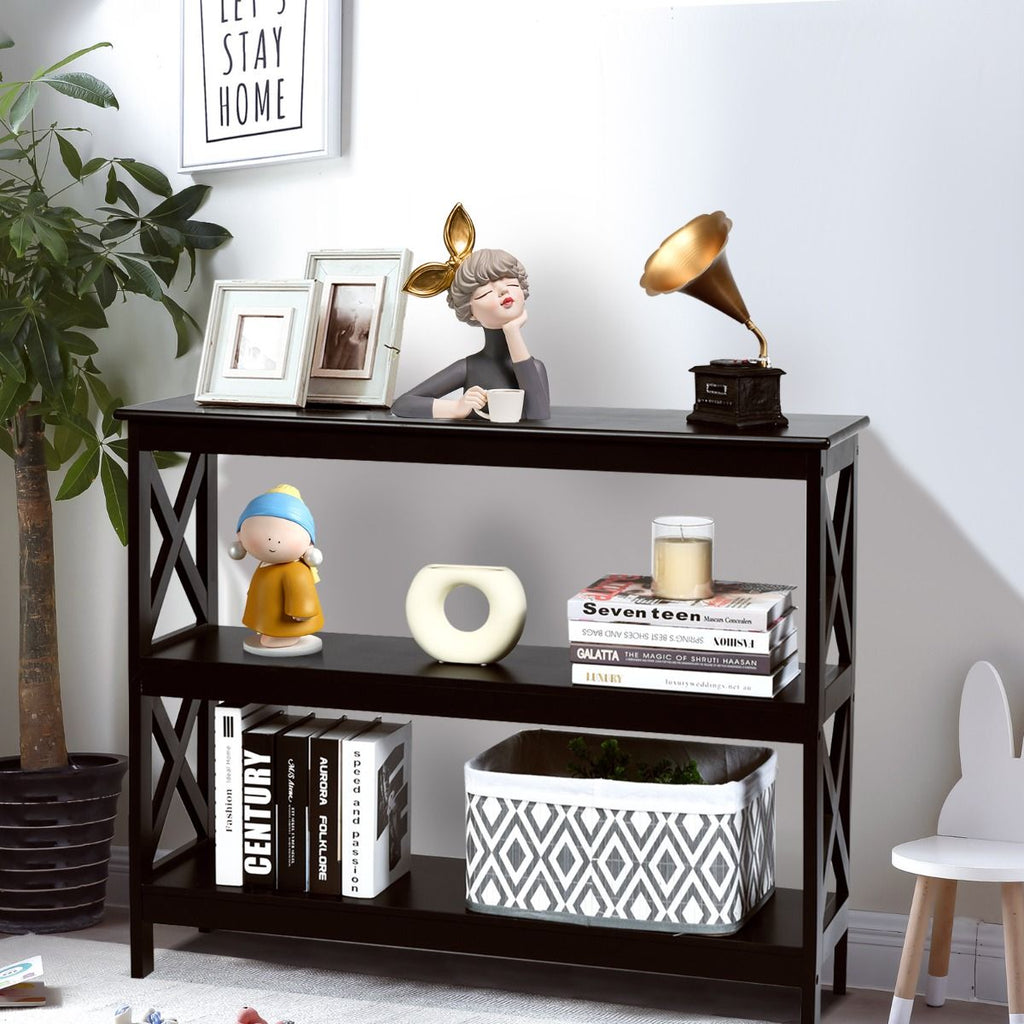Table Console Table De Canapé Style Industriel 100 X 33 X 80 CM Avec 2 Étagère De Rangement Blanc/Noir/Café