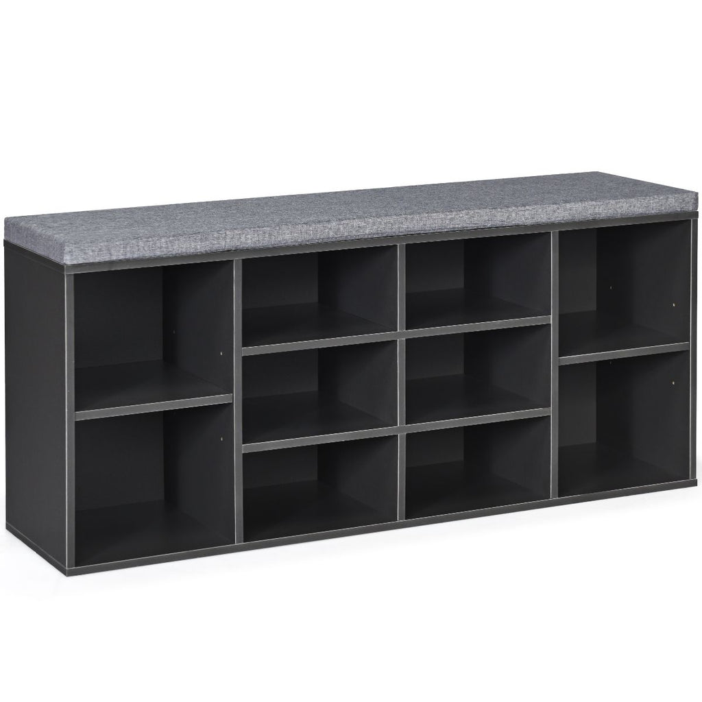 Meuble À Chaussures Banc À Chaussures Avec Coussin Capacité 150 Kg Grand Rangement En Bois 104X30X48 Cm 5 Couleurs Au Choix