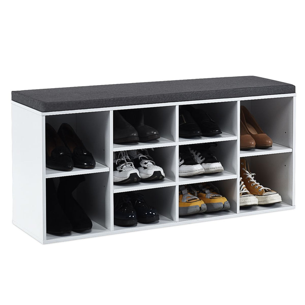 Meuble À Chaussures Banc À Chaussures Avec Coussin Capacité 150 Kg Grand Rangement En Bois 104X30X48 Cm 5 Couleurs Au Choix