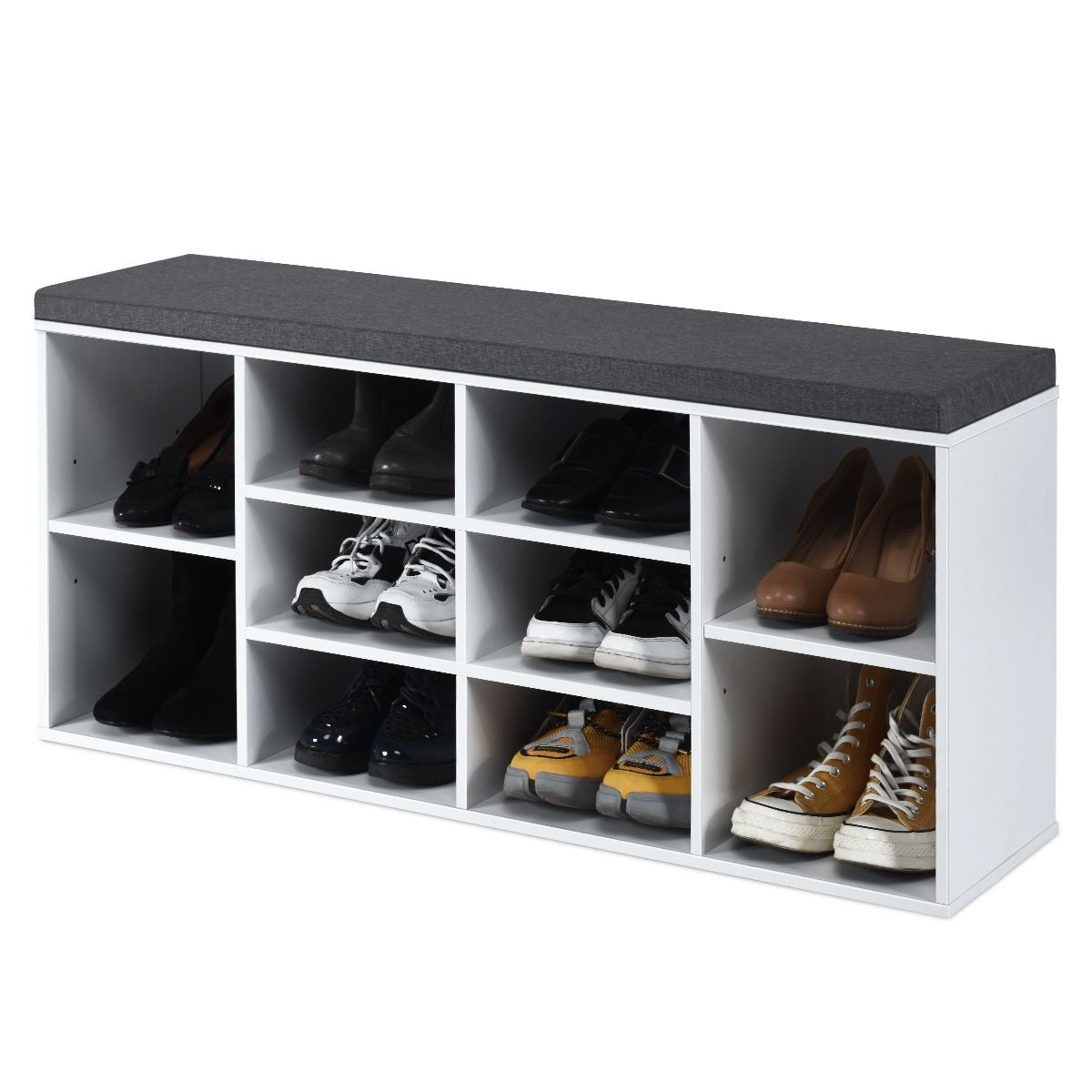 Meuble À Chaussures Banc À Chaussures Avec Coussin Capacité 150 Kg Grand Rangement En Bois 104X30X48 Cm 5 Couleurs Au Choix