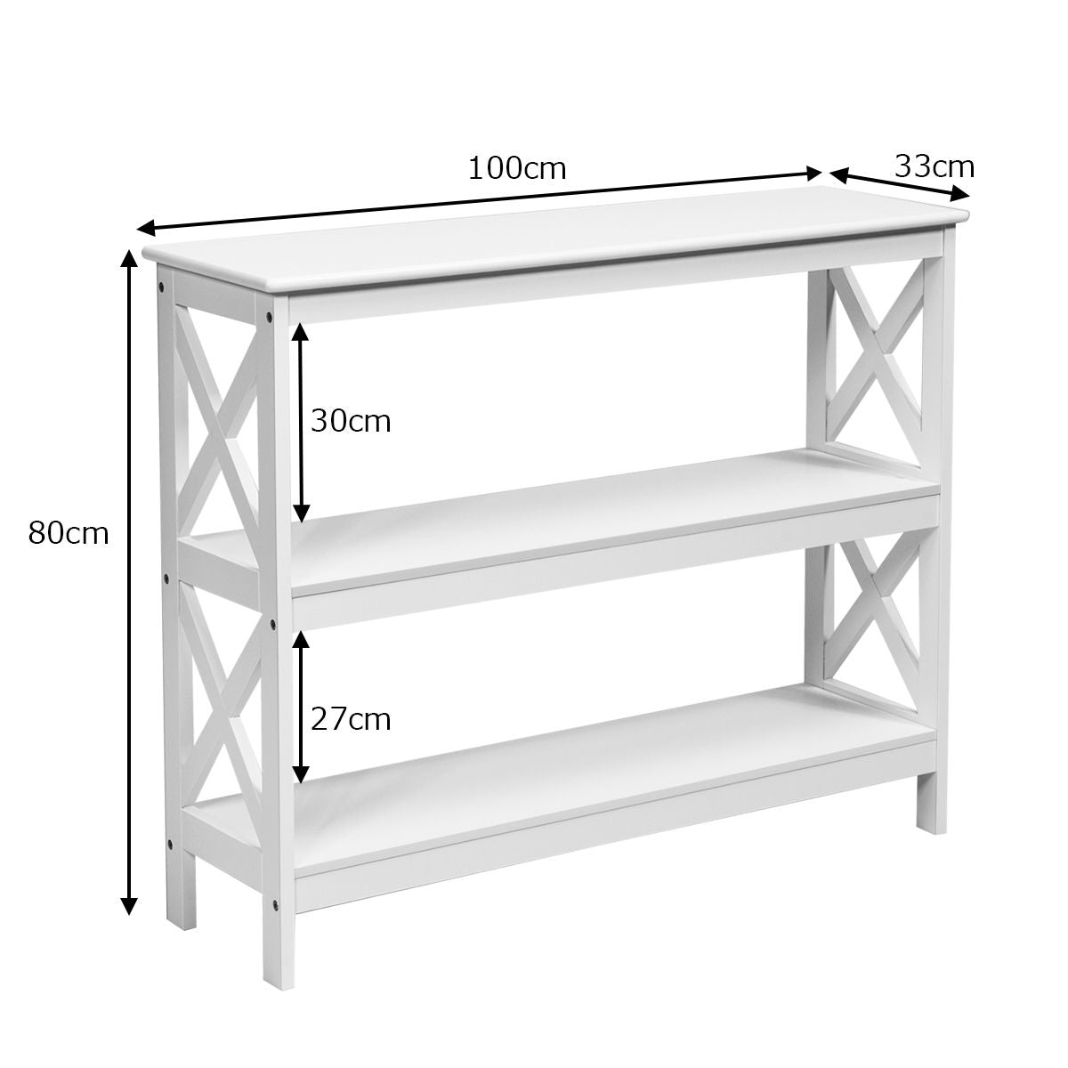 Table Console Table De Canapé Style Industriel 100 X 33 X 80 CM Avec 2 Étagère De Rangement Blanc/Noir/Café