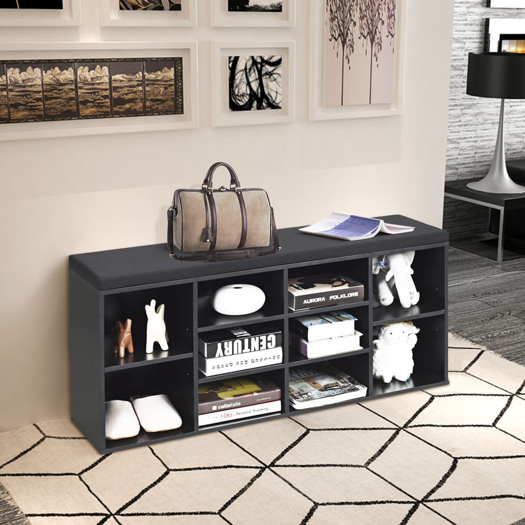 Meuble À Chaussures Banc À Chaussures Avec Coussin Capacité 150 Kg Grand Rangement En Bois 104X30X48 Cm 5 Couleurs Au Choix