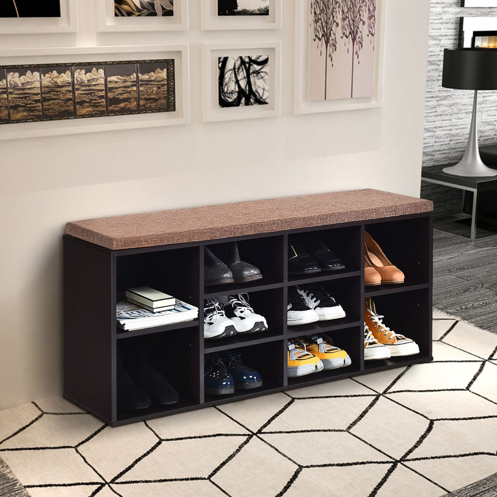 Meuble À Chaussures Banc À Chaussures Avec Coussin Capacité 150 Kg Grand Rangement En Bois 104X30X48 Cm 5 Couleurs Au Choix