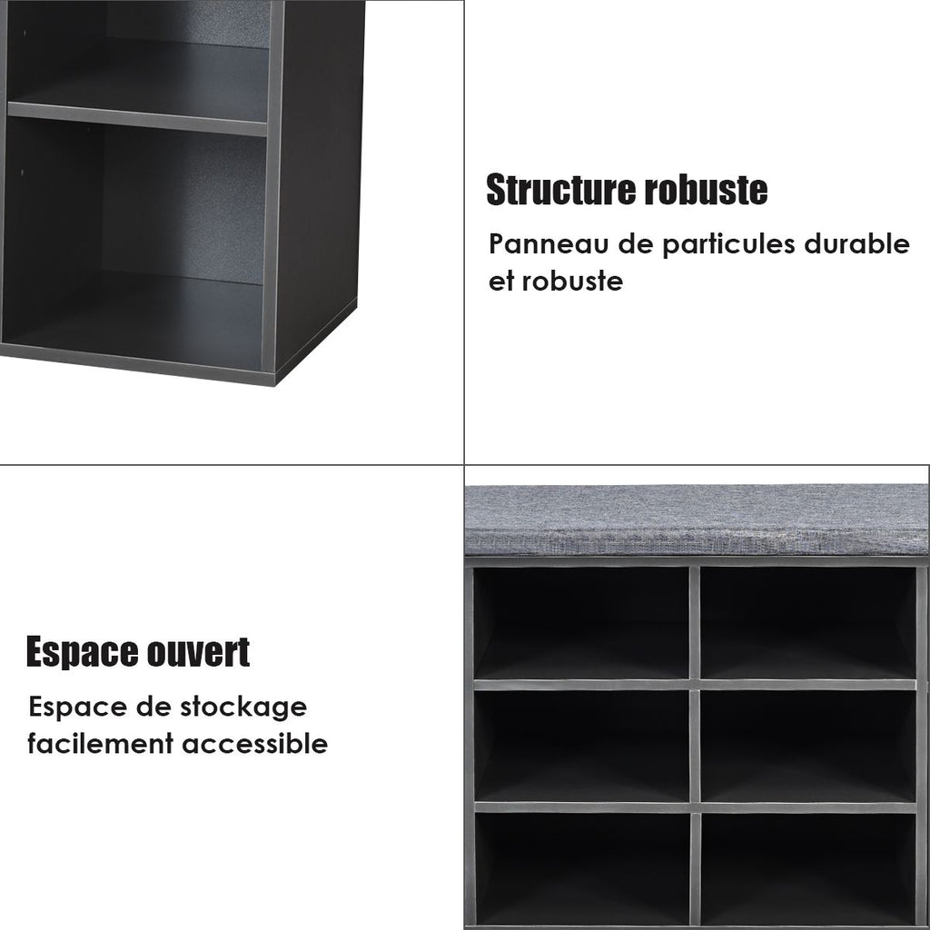 Meuble À Chaussures Banc À Chaussures Avec Coussin Capacité 150 Kg Grand Rangement En Bois 104X30X48 Cm 5 Couleurs Au Choix