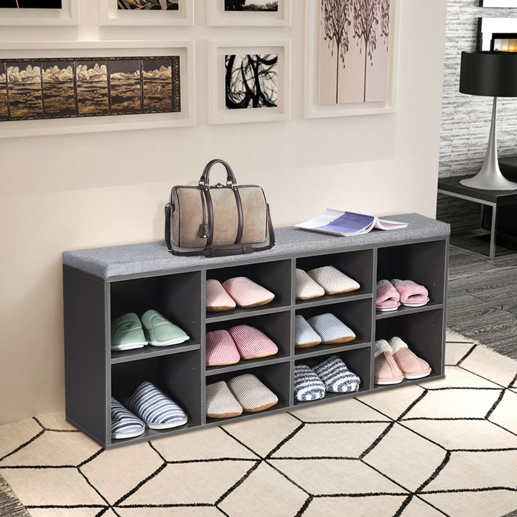 Meuble À Chaussures Banc À Chaussures Avec Coussin Capacité 150 Kg Grand Rangement En Bois 104X30X48 Cm 5 Couleurs Au Choix