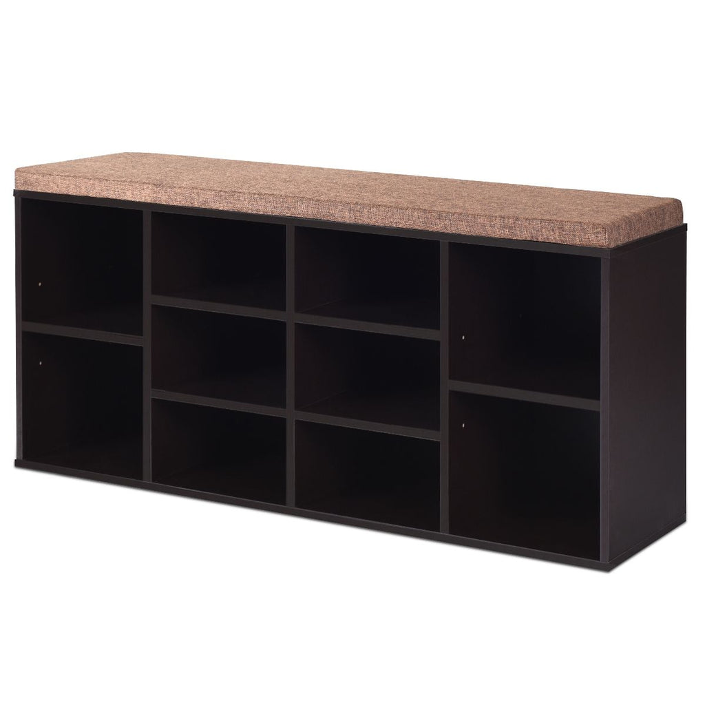 Meuble À Chaussures Banc À Chaussures Avec Coussin Capacité 150 Kg Grand Rangement En Bois 104X30X48 Cm 5 Couleurs Au Choix