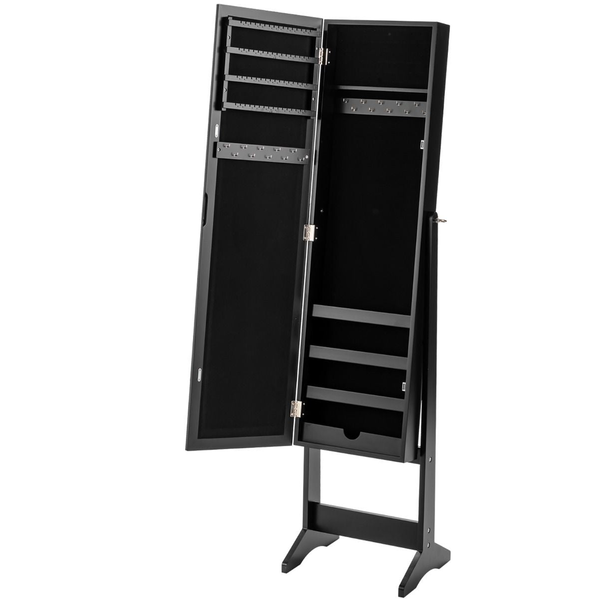 Armoire À Bijoux Sur Pied Avec Miroir Coffre À Bijoux Armoire De Rangement Cosmétiques 3 Positions Réglables 7 Couleurs Au Choix