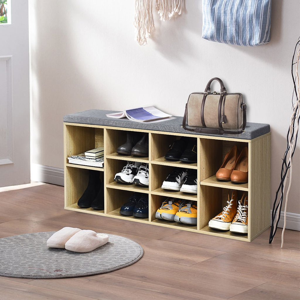 Meuble À Chaussures Banc À Chaussures Avec Coussin Capacité 150 Kg Grand Rangement En Bois 104X30X48 Cm 5 Couleurs Au Choix