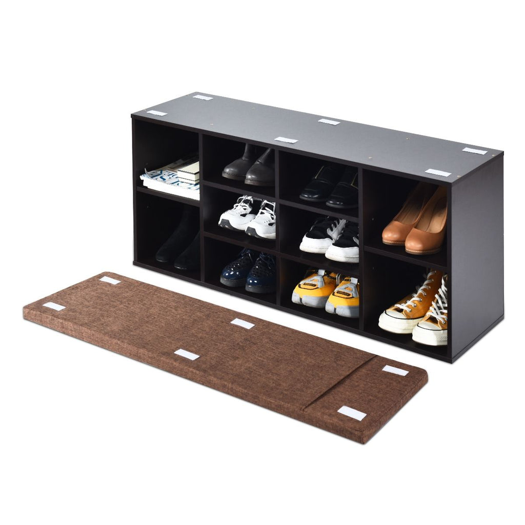 Meuble À Chaussures Banc À Chaussures Avec Coussin Capacité 150 Kg Grand Rangement En Bois 104X30X48 Cm 5 Couleurs Au Choix