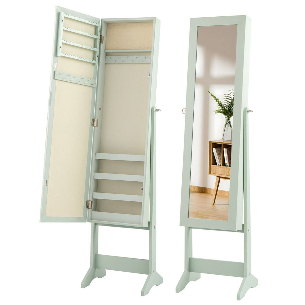 Armoire À Bijoux Sur Pied Avec Miroir Coffre À Bijoux Armoire De Rangement Cosmétiques 3 Positions Réglables 7 Couleurs Au Choix
