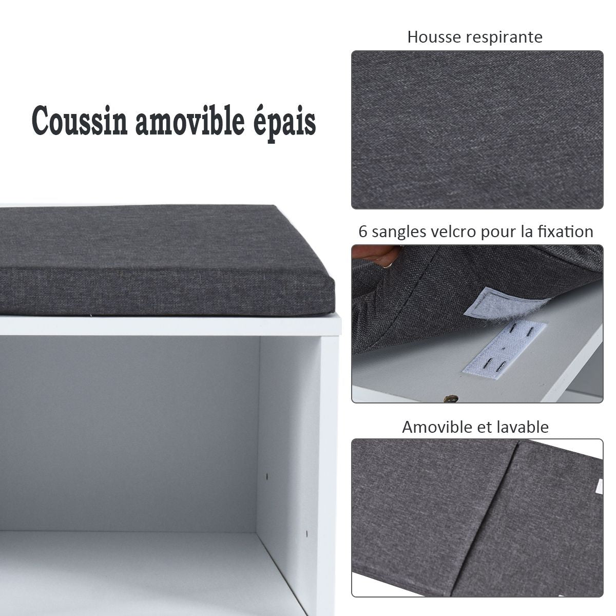 Meuble À Chaussures Banc À Chaussures Avec Coussin Capacité 150 Kg Grand Rangement En Bois 104X30X48 Cm 5 Couleurs Au Choix