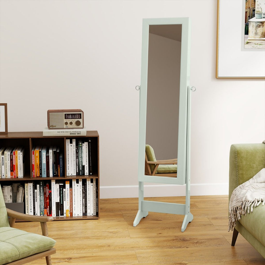 Armoire À Bijoux Sur Pied Avec Miroir Coffre À Bijoux Armoire De Rangement Cosmétiques 3 Positions Réglables 7 Couleurs Au Choix