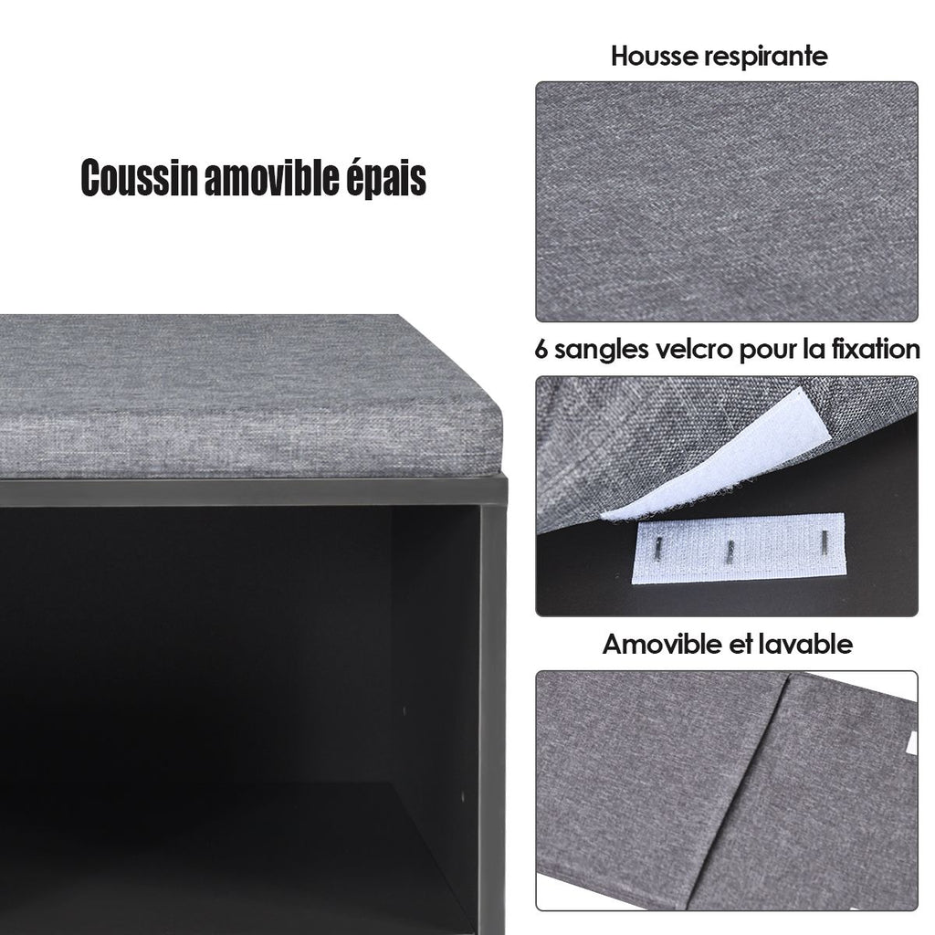 Meuble À Chaussures Banc À Chaussures Avec Coussin Capacité 150 Kg Grand Rangement En Bois 104X30X48 Cm 5 Couleurs Au Choix