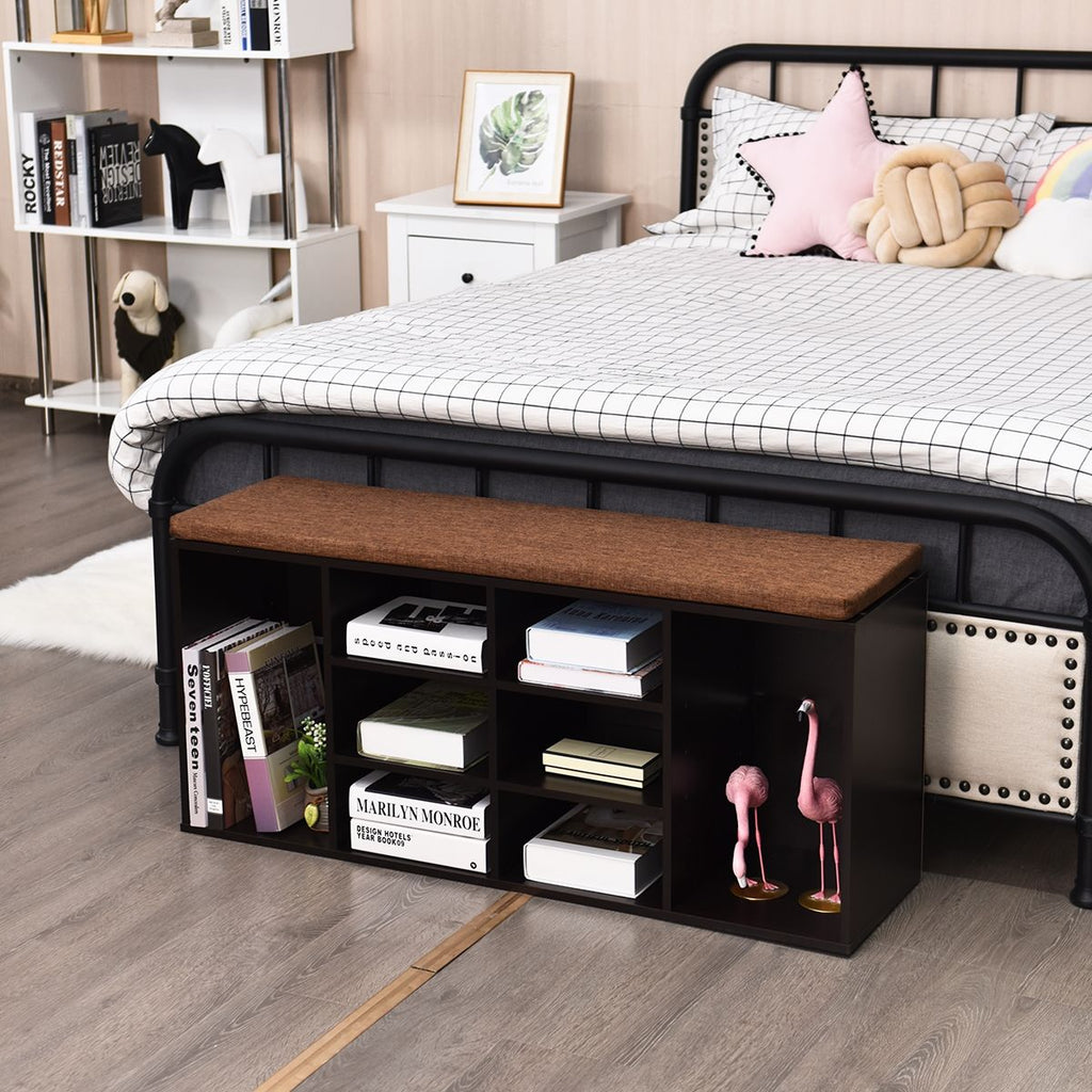 Meuble À Chaussures Banc À Chaussures Avec Coussin Capacité 150 Kg Grand Rangement En Bois 104X30X48 Cm 5 Couleurs Au Choix